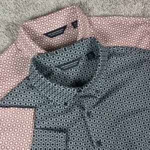 (Lot of 2) Hart Schaffner Marx HartSoft Luxury Cotton XXL Geometric Shirts